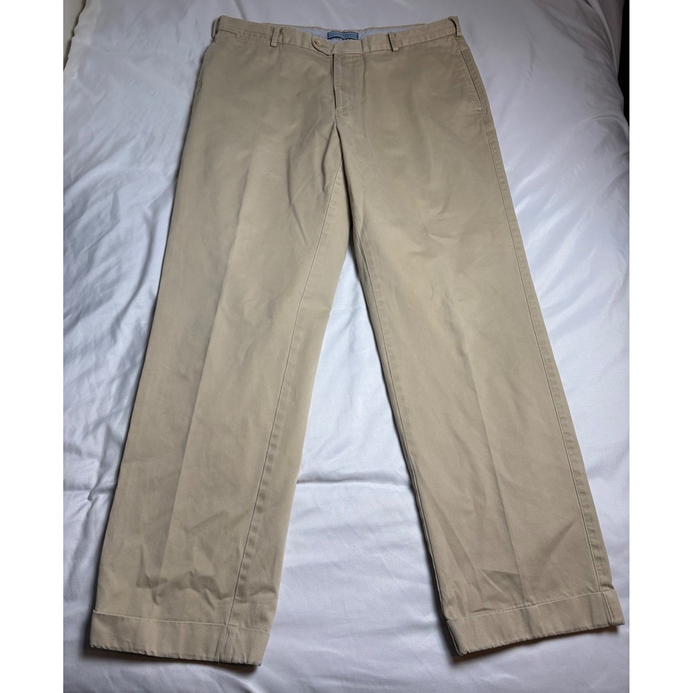 Peter Millar Chino Pants Mens 36 Tan Excellent Cuffed Pima Cotton Trousers